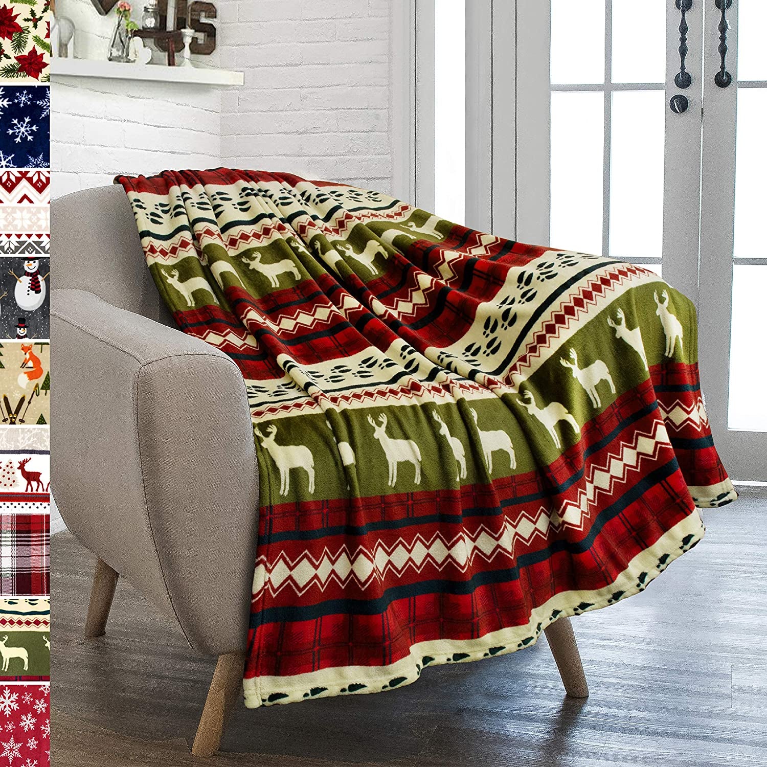 Christmas Throw Blanket | Red Christmas Holiday Fleece Blanket | Soft, Plush, Warm Winter Cabin Throw, 50X60 (Red Christmas)