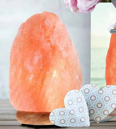 Himalayan Salt Lamp with Dimmer Switch, Handcrafted with Wooden