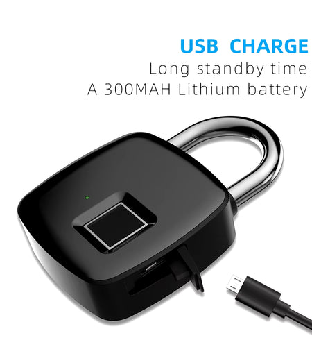 Fingerprint Lock Home Luggage Dormitory Locker Warehouse Door Security Electronic Padlock for Garage Doors,Luggage, Luggage