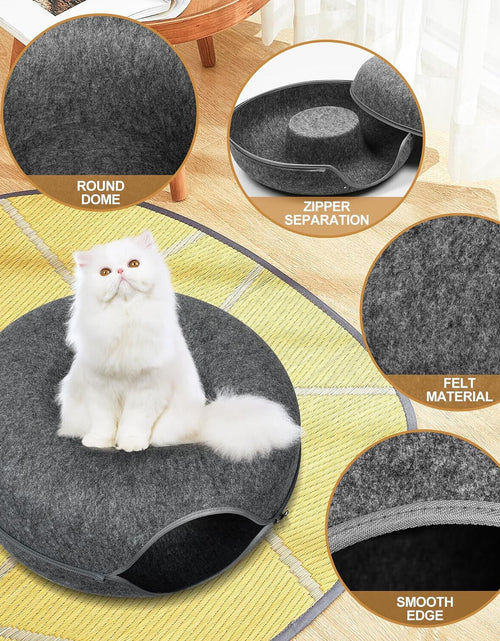 Load image into Gallery viewer, Peekaboo Cat Cave EXTRA LARGE Cat Tunnel Bed Indoor Cats, Cat Donut,Gray, USA
