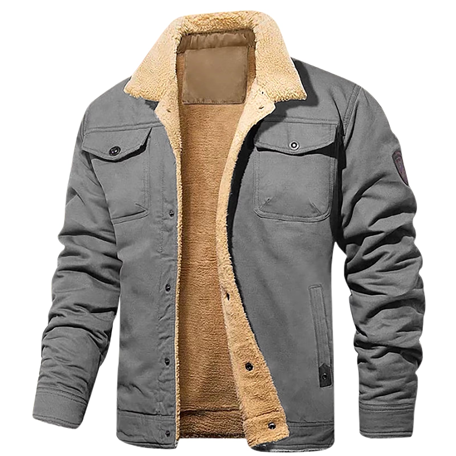 Mens Fashion Solid Pocket Cardigan Button Sweater Jacket Fleece Lined Jacket Men Tall Lined Fleece Jacket Mens