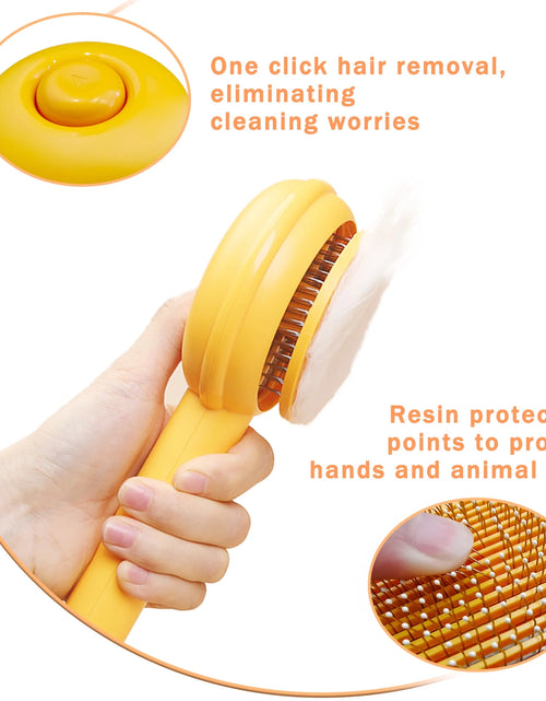 Load image into Gallery viewer, Cat Brushes for Indoor Cats - Pet Self Cleaning Slicker Brush Removes Deep Waste Hair - Cats Dogs Resin Protected Massage Comb(Yellow)
