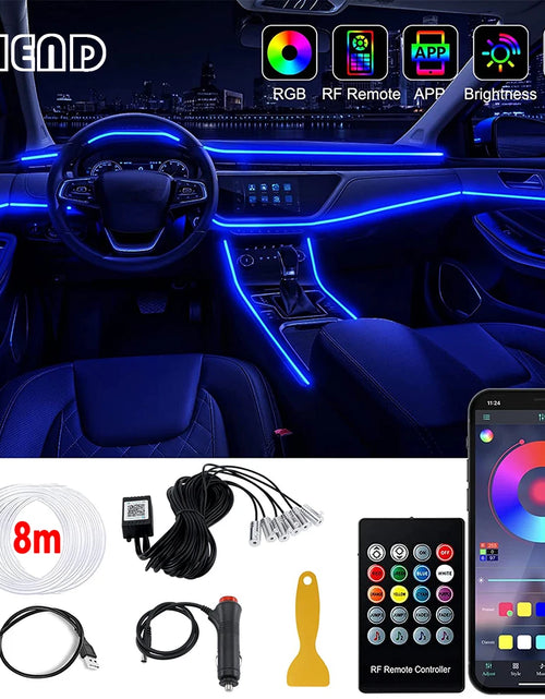 Load image into Gallery viewer, LED Car Interior Ambient Strip Lights RGB Fiber Optic Atmosphere Neon Lighting Kit W/ APP Remote Control Auto Decorative Lamps
