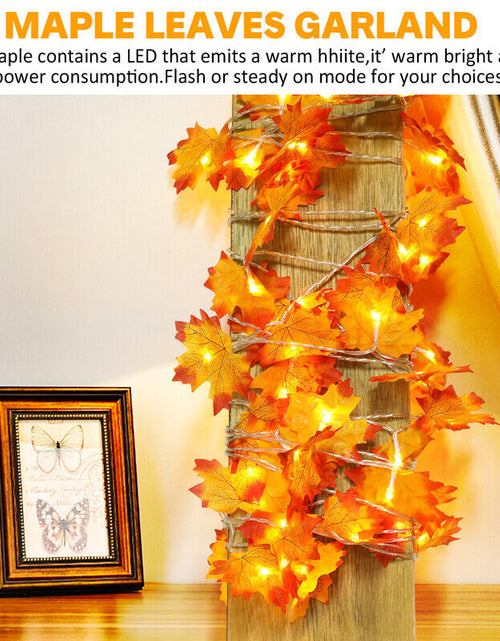 Load image into Gallery viewer, 9.8FT Fall Thanksgiving Maple Leaves 20 LED Light Lamp Garland Festival Decor
