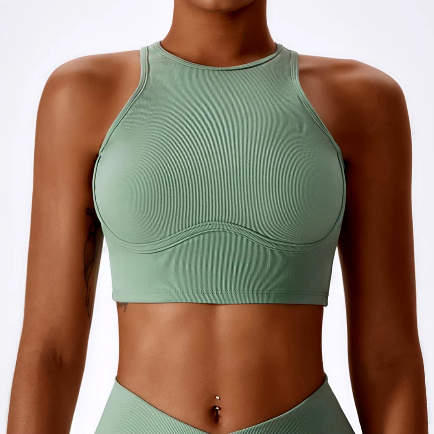 Women Shockproof Gathered Fitness Push up Female Underwear Crop Top Run Gym Workout Bralette Sports Bra Fixed Cups Vest Yoga Top