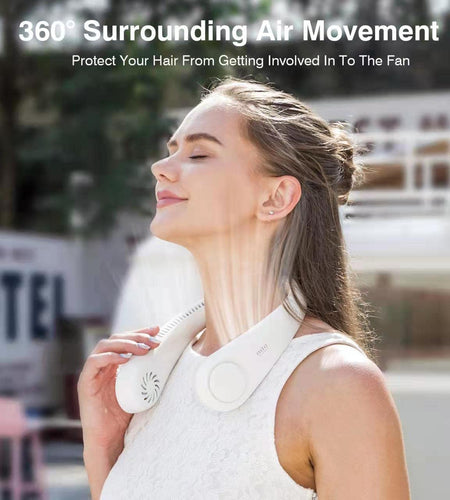 Portable Hanging Neck Fan,4000 Mah Battery Operated Bladeless Neck Fan,Headphone Design USB Rechargeable Personal Cooling Fan,Wearable Personal Neck Fan with 3 Wind Speeds for Office Sports Traveling