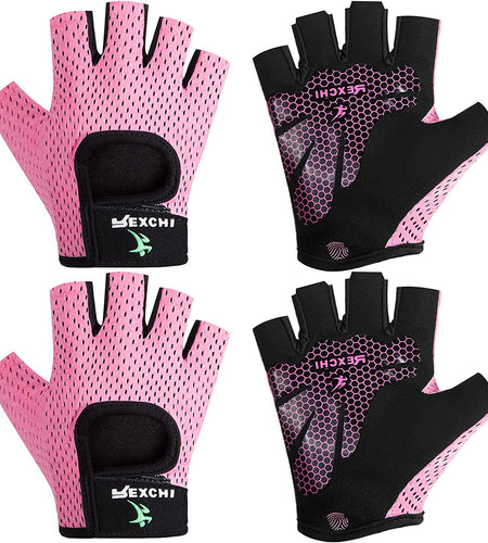 2 Pairs Workout Gloves Women Adjustable Weight Lifting Gloves Gym Exercise Workout Gloves Breathable Training Gloves for Men and Women Fitness, Biking, Pull Up, Cycling