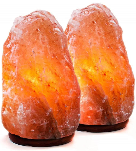 Himalayan Salt Lamp with Dimmer Switch, Handcrafted with Wooden