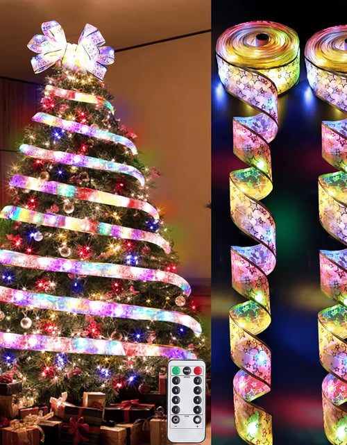 Load image into Gallery viewer, Christmas Ribbon Fairy Light Christmas Decoration DIY Bows String Light Tree Ornaments for Home 2023 Xmas Decor New Year Navidad
