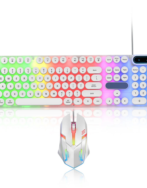 Load image into Gallery viewer, Gaming Keyboard and Mouse, Rainbow Backlit USB Wired Computer Mouse and Keyboard Combo, for Game, Office, White
